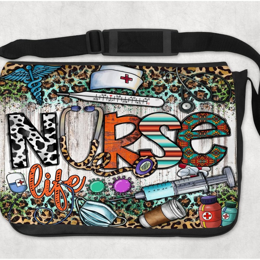 Women's Custom Western Nurse Design Nylon Shoulder Crossbody Bag Handprinted